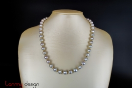 Sea pearl necklace with 9k gold and round button